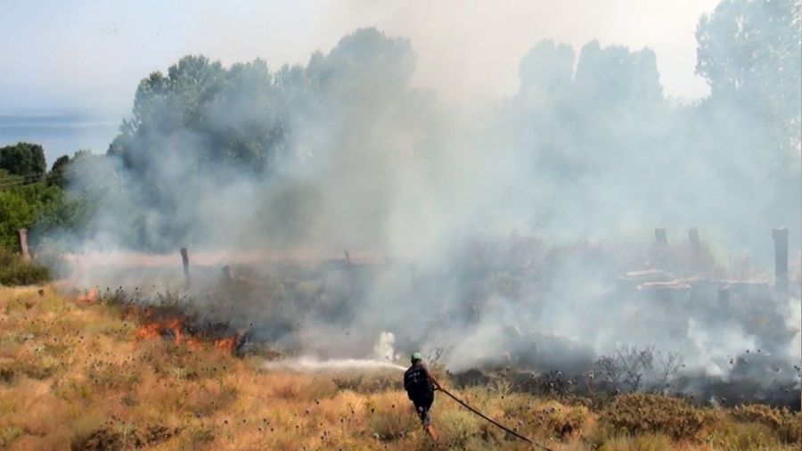 Tarihi mezarlıktaki yangın büyümeden söndürüldü