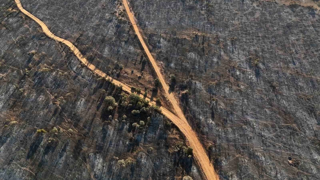 U�ak'ta devam eden yang�n�n ard�nda b�rakt�klar�