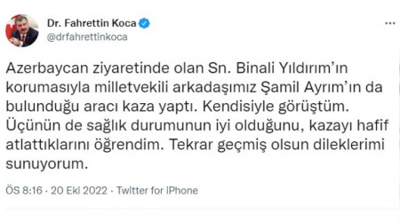 Binali Yıldırım Azerbaycan'da kaza yaptı