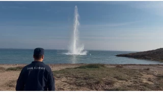 Çanakkale'de denizde bulunan mayın imha edildi