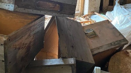 Kış uykusundan uyanan ayılar kovanları parçaladı