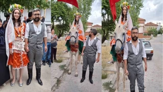 Krkl izme giren damat,  etekli gelinini atyla ald