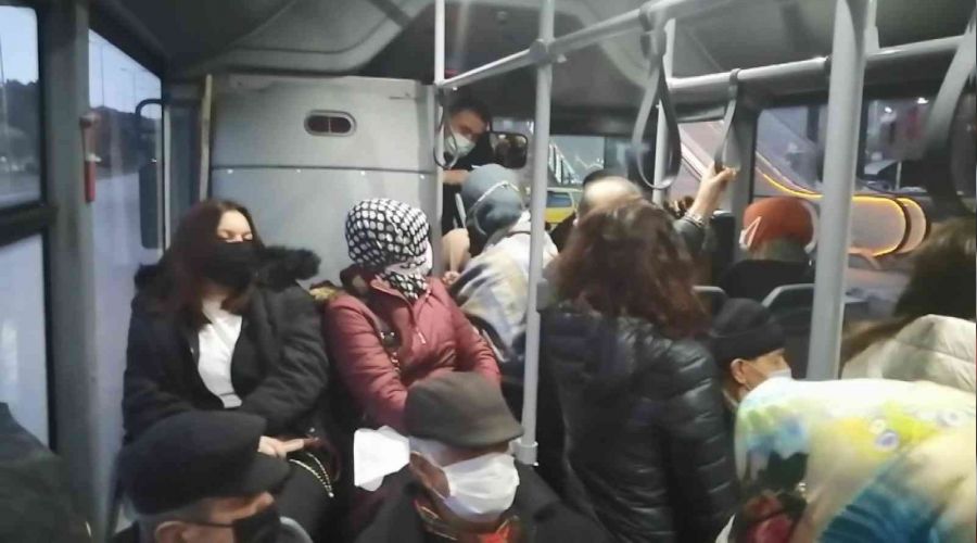 Maskesiz kadına yolculardan tepki