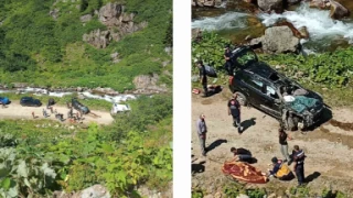 Rize'de araç uçuruma yuvarlandı: 2 ölü, 3 yaralı