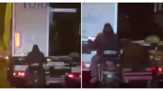 Seyir halindeki tra yaklap iindeki koyunlar aldlar