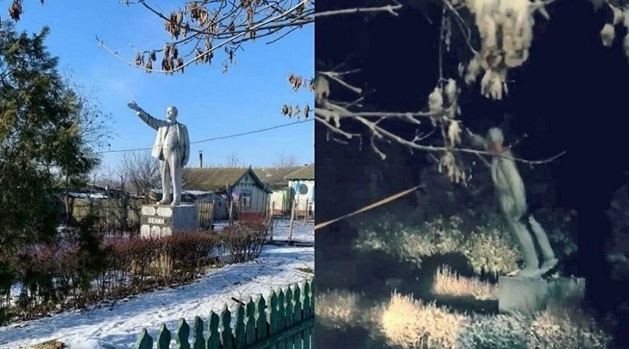 Son Lenin heykeli de y�k�ld�