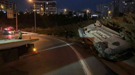 Takla atan araçtan burnu bile kanamadan çıktı