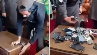 Taliban�dan ak�ll� telefon yasa��: Cihazlar�n par�aland��� g�r�nt�ler yay�mland�!