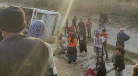 Tarm iilerini tayan midibs devrildi: 12 yaral