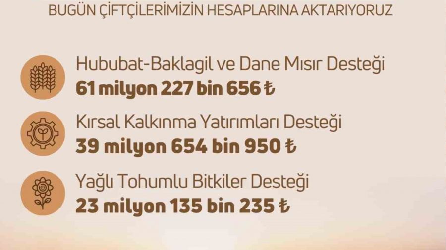 Tar�msal destekleme �demeleri bug�n �ift�ilerin hesaplar�na yat�yor