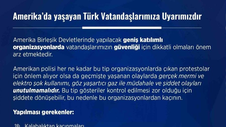  ABD'de yaşayan Türk vatandaşlarına uyarı: Gerçek mermi kullanabilirler