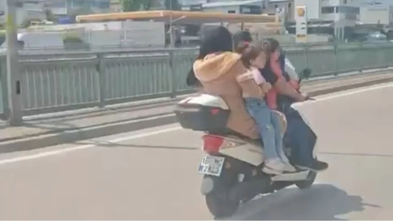Bir motosiklete 5 kişi binebilir mi? Bursa'da bindi!