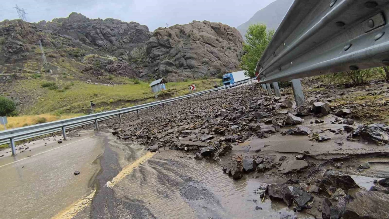 Erzurum-Artvin karayolunda heyelan