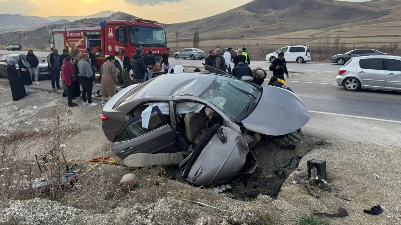 Erzurum'da su kanal�na �arpan otomobildeki 3 ki�i �ld�, 2 ki�i yaraland�