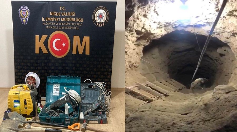 Evde kaçak kazı yapan 4 kişiye suçüstü