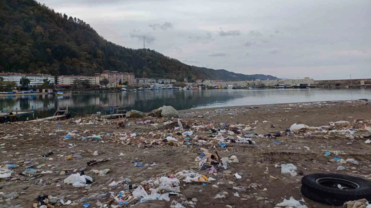 Fırtınanın vurduğu ilçede sahil çöple kapandı