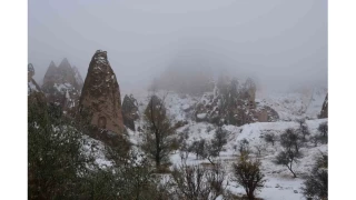 Kar Kapadokya'ya çok yakıştı