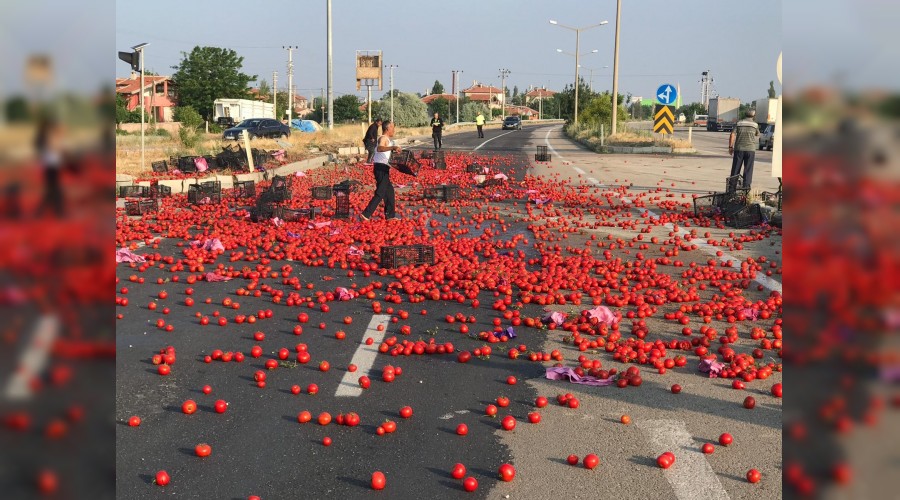 Karayolu domates tarlas�na d�nd�   