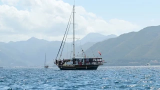K�resel Sumud Filosu, Antalya a��klar�ndan Gazze'ye ilerleyi�ini s�rd�r�yor