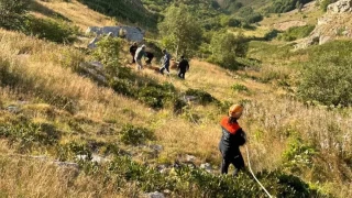 Mahsur kalan inek AFAD ekiplerince kurtarld