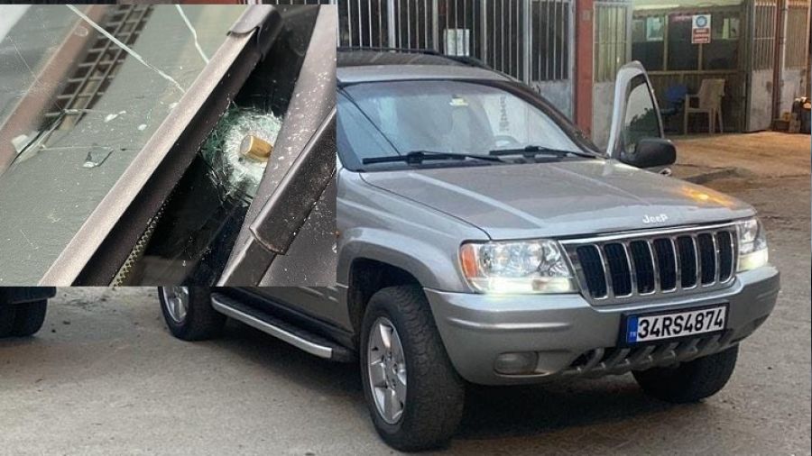 Rize'de yorgun mermi arac�n cam�na isabet etti