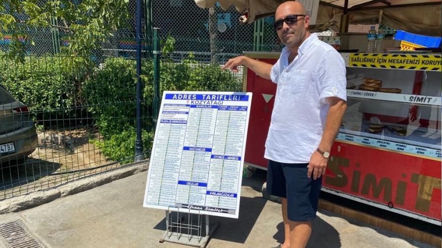 Simitçiden adres soranlara tabelalı çözüm