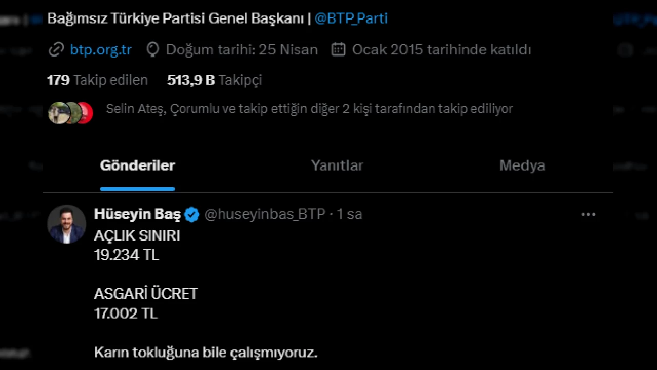 BTP Lideri'nden çarpıcı tweet