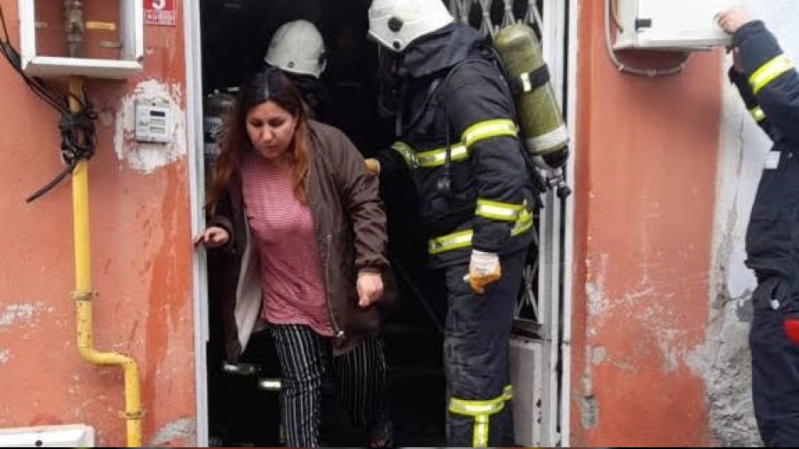 Burdur'da göçmenlerin kaldığı binada yangın