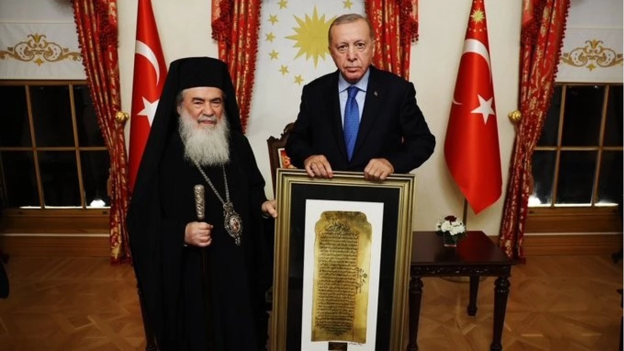 Erdo�an, Kud�s Rum Ortodoks Kilisesi Patri�i 3'�nc� Teofilos'u kabul etti