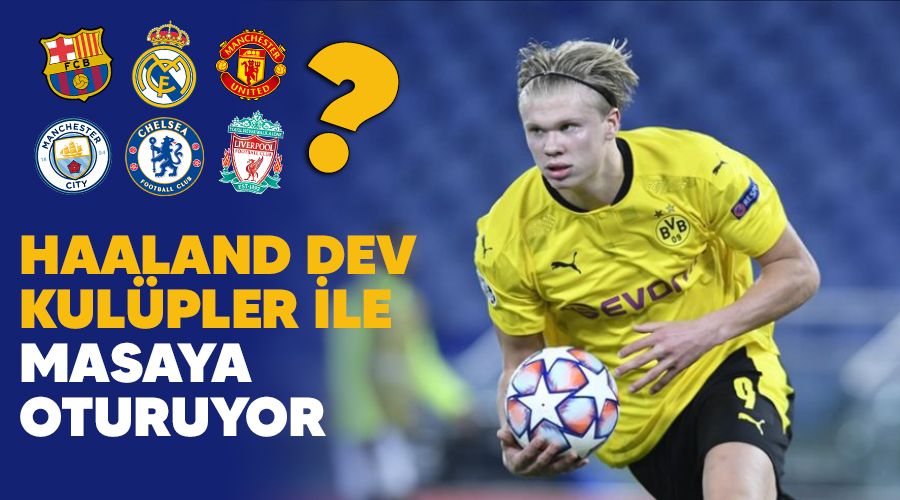 Haaland dev kulpler ile masaya oturuyor 