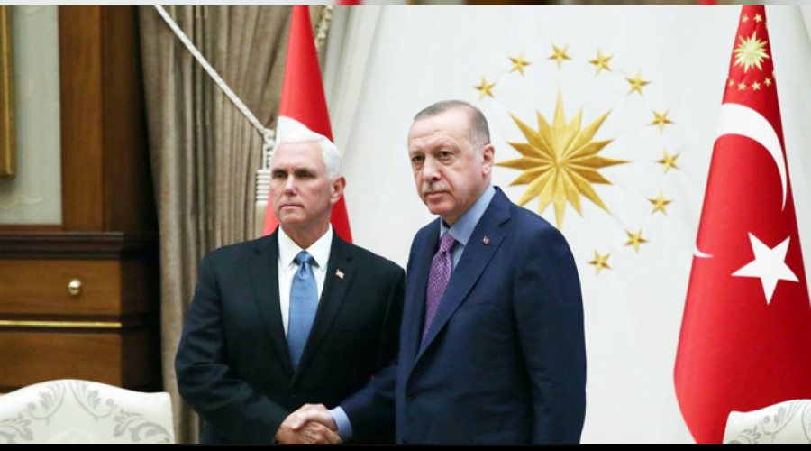 Cumhurba�kan� Erdo�an Mike Pence ile g�r��t�