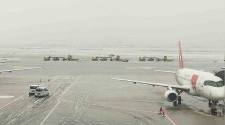İstanbul Havalimanında kar yağışı etkili oldu