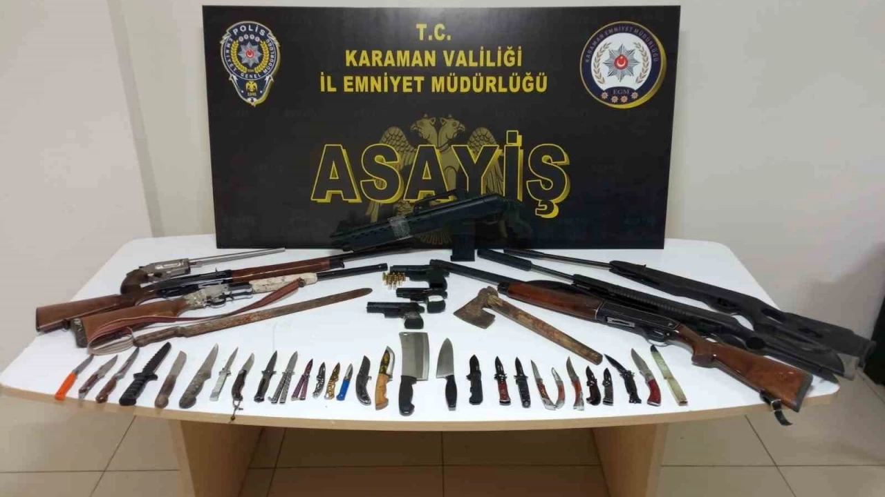 Karaman'da uyuşturucu ve ruhsatsız silahlar ele geçirildi