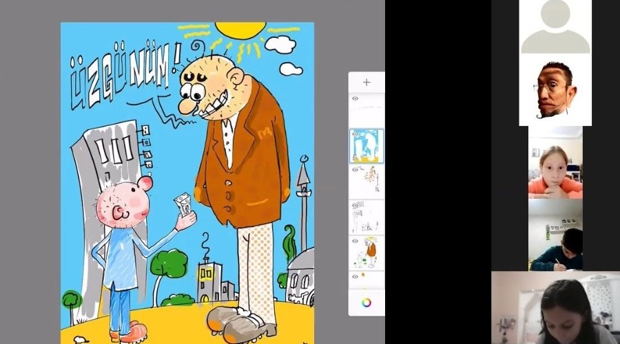 Karikatür atölyeleri çevrimiçi olarak sürüyor