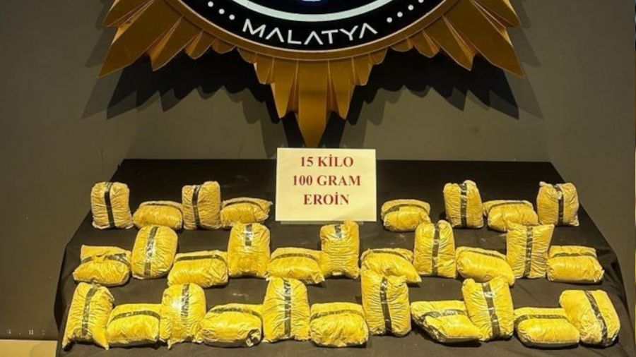 Malatya polisinden uyuturucu sevkiyatna darbe: 15 kilo eroin ele geirildi