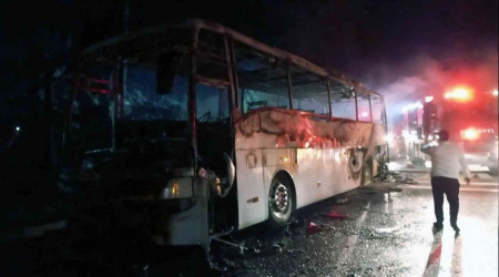Muğla'da yolcu otobüsü yandı