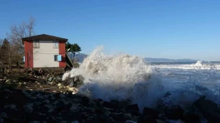 Ordu'da denizdeki f�rt�na hayat� fel� etti: Dalgalar evlere zarar verdi