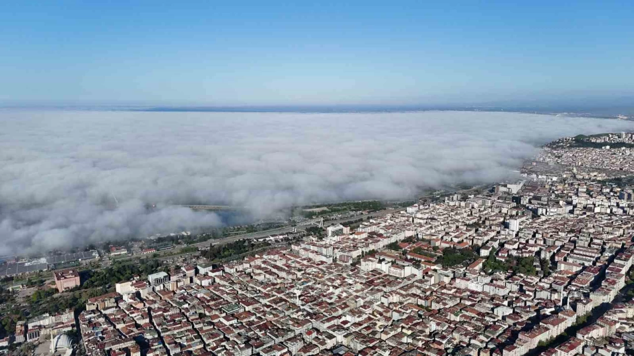 Samsun'da sis denizi Karadeniz'i perdeledi