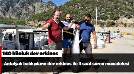 Antalyalı balıkçıların dev orkinos ile 4 saat süren mücadelesi