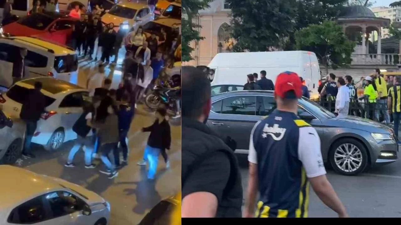 Ba�dat Caddesi'nde �ampiyonluk turu atan Galatasaray taraftarlar� sald�r�ya u�rad�