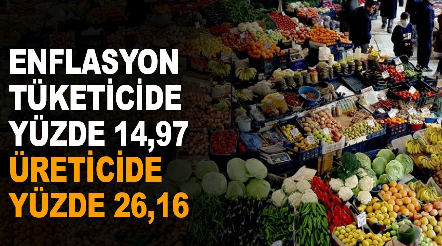 Enflasyon tüketicide yüzde 14,97, üreticide yüzde 26,16