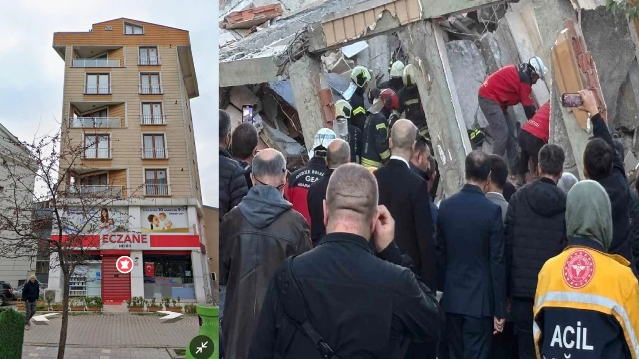 Gebze'de çöken binanın eski hali ortaya çıktı