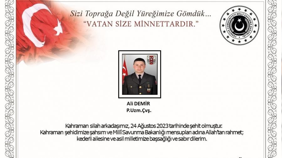 Ordu'ya �ehit ate�i d��t�
