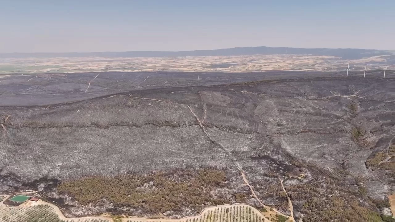 Yang�nda tahribat�n boyutu havadan g�r�nt�lendi