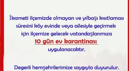 Yılbaşı tatili için gidenlere 10 günlük karantina