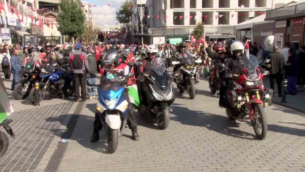 2 bin motorcu Gazze'deki zulme dikkat ekti