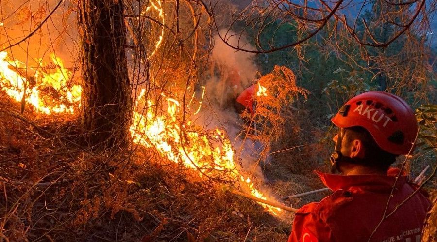 Bahçe temizliği yapmak isteyen vatandaş yangın çıkardı