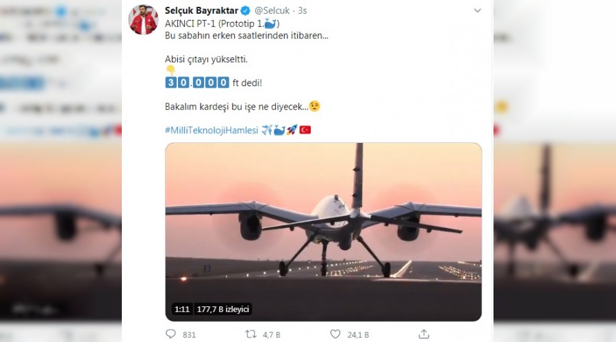 Bayraktar Ak�nc� T�HA 30 bin feet�i ge�ti