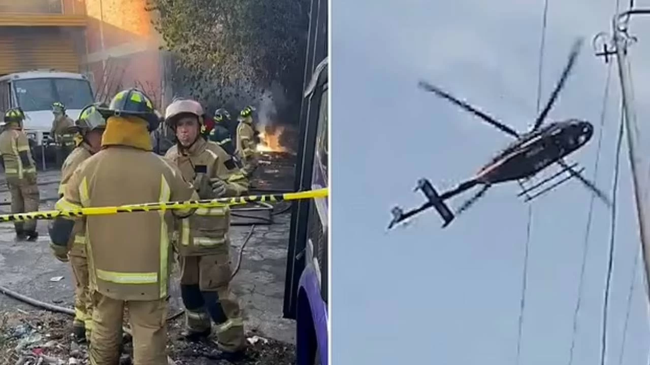 Meksika'da d��en helikopter alev ald�: 3 �l�