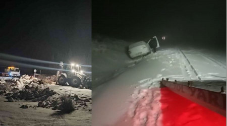 Mersin'de karda mahsur kalan 5 kii, 4 saat sonra kurtarld